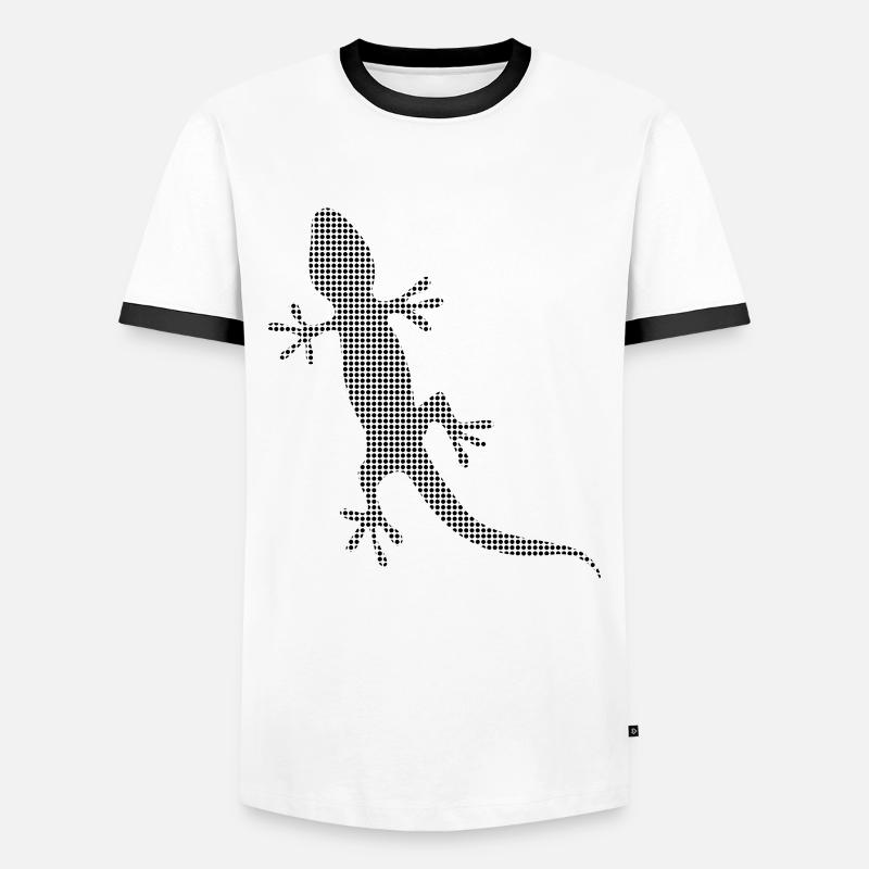 Eidechse - Männer Kontrast-T-Shirt - Weiß/Schwarz
