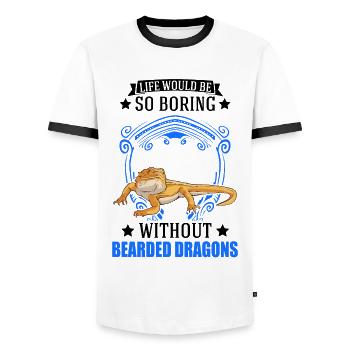 Dragon barbu Cadeau Dragon Barbu Pogona - T-shirt contrasté Homme - blanc/noir - Devant - AI Model Female 172 light (172cm) & AI Model Male 178 dark (178cm)
