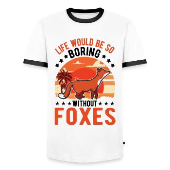 Life would be so boring without Foxes Fuchs - Men's Ringer Shirt - white/black - Front - AI Model Female 172 light (172cm) & AI Model Male 178 dark (178cm)
