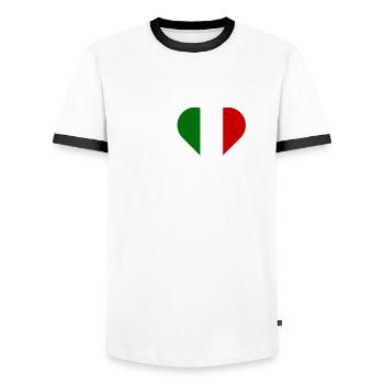 I Love Positano I love Italy heart Amalfi Coast - Men's Ringer Shirt - white/black - Front - AI Model Female 172 light (172cm) & AI Model Male 178 dark (178cm)