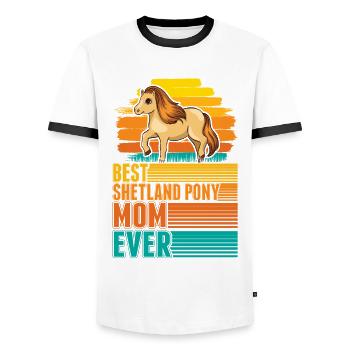 Meilleure Shetland Pony Mom Ever Shetty Mama - T-shirt contrasté Homme - blanc/noir - Devant - AI Model Female 172 light (172cm) & AI Model Male 178 dark (178cm)