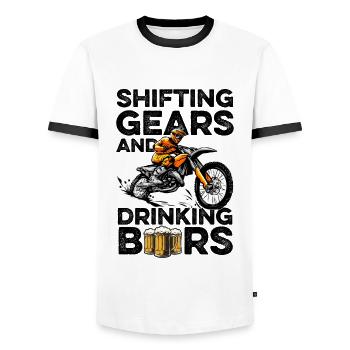 Shifting Gears And Drinking Beers Motocross Dirt B - Männer Kontrast-T-Shirt - Weiß/Schwarz - Vorne - AI Model Female 172 light (172cm) & AI Model Male 178 dark (178cm)