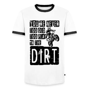 You're Never Too Old To Play In The Dirt Enduro Di - Männer Kontrast-T-Shirt - Weiß/Schwarz - Vorne - AI Model Female 172 light (172cm) & AI Model Male 178 dark (178cm)
