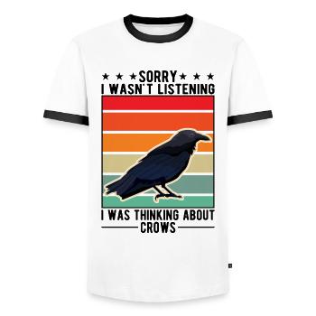 Crow Raven Crow Crow Husbandry Crow Breeder - Men's Ringer Shirt - white/black - Front - AI Model Female 172 light (172cm) & AI Model Male 178 dark (178cm)