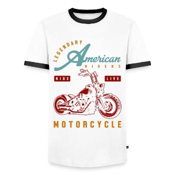 Legendary American Riders Ride Live Motorcycle Rid - Männer Kontrast-T-Shirt - Weiß/Schwarz - Vorne - AI Model Female 172 light (172cm) & AI Model Male 178 dark (178cm)