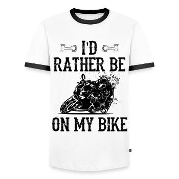 Id Rather Be On My Bike Motorcycle Rider Motorcycl - Männer Kontrast-T-Shirt - Weiß/Schwarz - Vorne - AI Model Female 172 light (172cm) & AI Model Male 178 dark (178cm)