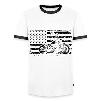 Retro Graphic Motorcycle Rider Motorcyclist Biker - Männer Kontrast-T-Shirt - Weiß/Schwarz - Vorne - AI Model Female 172 light (172cm) & AI Model Male 178 dark (178cm)