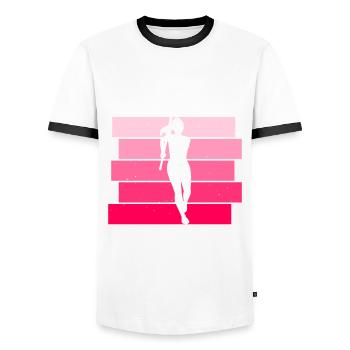 Stabhochsprung Mädchen Stabhochspringen - Men's Ringer Shirt - white/black - Front - AI Model Female 172 light (172cm) & AI Model Male 178 dark (178cm)