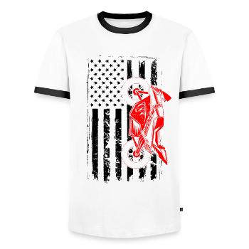 Retro Graphic Motorcycle Rider Motorcyclist Biker - Männer Kontrast-T-Shirt - Weiß/Schwarz - Vorne - AI Model Female 172 light (172cm) & AI Model Male 178 dark (178cm)