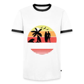 Surf Idée Cadeau Pour Surfeur Citation Humour - T-shirt contrasté Homme - blanc/noir - Devant - AI Model Female 172 light (172cm) & AI Model Male 178 dark (178cm)