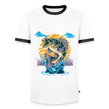 Pêche Cadeau pour Pêcheur Sport Citation Humour - T-shirt contrasté Homme - blanc/noir - Devant - AI Model Female 172 light (172cm) & AI Model Male 178 dark (178cm)