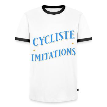 Cycliste, idée cadeau pour passionné vélo Cyclisme - T-shirt contrasté Homme - blanc/noir - Devant - AI Model Female 172 light (172cm) & AI Model Male 178 dark (178cm)