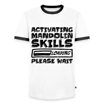 Activating Mandolin Skills Bluegrass Music Player - Männer Kontrast-T-Shirt - Weiß/Schwarz - Vorne - AI Model Female 172 light (172cm) & AI Model Male 178 dark (178cm)
