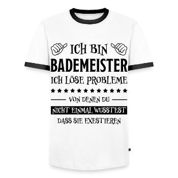 Bademeister Beruf Lustiger Spruch Freibad Geschenk - Männer Kontrast-T-Shirt - Weiß/Schwarz - Vorne - AI Model Female 172 light (172cm) & AI Model Male 178 dark (178cm)