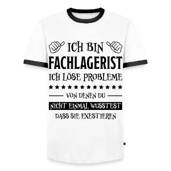 Fachlagerist Stablerfahrer Beruf Lagerist Geschenk - Männer Kontrast-T-Shirt - Weiß/Schwarz - Vorne - AI Model Female 172 light (172cm) & AI Model Male 178 dark (178cm)