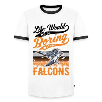 Falconer Gift Falconry Kestrel - Men's Ringer Shirt - white/black - Front - AI Model Female 172 light (172cm) & AI Model Male 178 dark (178cm)
