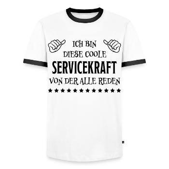 Servicekraft Dienstleistung Lustig Spruch Geschenk - Männer Kontrast-T-Shirt - Weiß/Schwarz - Vorne - AI Model Female 172 light (172cm) & AI Model Male 178 dark (178cm)