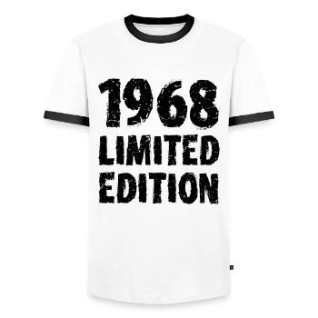 1968 Limited Edition Birthday Gift Wife Husband - Men's Ringer Shirt - white/black - Front - AI Model Female 172 light (172cm) & AI Model Male 178 dark (178cm)
