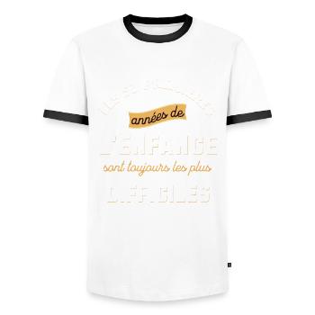 Anniversaire 53 ans Idée cadeau date de naissance - T-shirt contrasté Homme - blanc/noir - Devant - AI Model Female 172 light (172cm) & AI Model Male 178 dark (178cm)