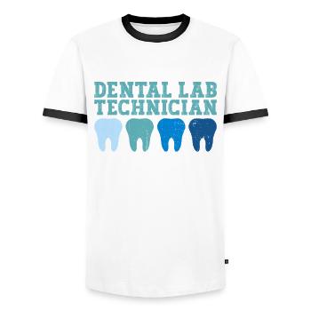 Zahntechniker Zahntechnik - T-shirt contrasté Homme - blanc/noir - Devant - AI Model Female 172 light (172cm) & AI Model Male 178 dark (178cm)