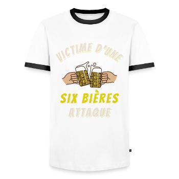 Apéro Idée Cadeau Bière Alcool Apéritif Drôle - T-shirt contrasté Homme - blanc/noir - Devant - AI Model Female 172 light (172cm) & AI Model Male 178 dark (178cm)