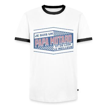 Moto Idée Cadeau pour Motard Citation Humour - T-shirt contrasté Homme - blanc/noir - Devant - AI Model Female 172 light (172cm) & AI Model Male 178 dark (178cm)