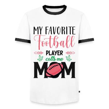 Footballer Mutter Mom favorite Football Player - Männer Kontrast-T-Shirt - Weiß/Schwarz - Vorne - AI Model Female 172 light (172cm) & AI Model Male 178 dark (178cm)