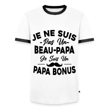 Je Ne Suis Pas Un Beau-papa Je Suis Un Papa Bonus - T-shirt contrasté Homme - blanc/noir - Devant - AI Model Female 172 light (172cm) & AI Model Male 178 dark (178cm)