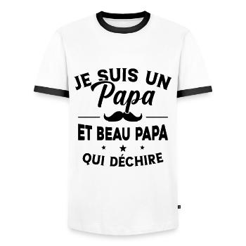 Je suis un Papa et Beau Papa qui déchire Cadeau - T-shirt contrasté Homme - blanc/noir - Devant - AI Model Female 172 light (172cm) & AI Model Male 178 dark (178cm)