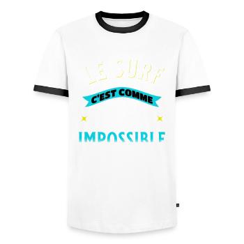 Surf Idée Cadeau Pour Surfeur Citation Humour - T-shirt contrasté Homme - blanc/noir - Devant - AI Model Female 172 light (172cm) & AI Model Male 178 dark (178cm)