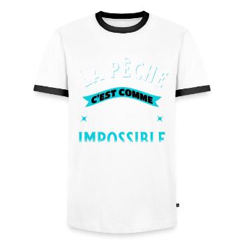 Pêche Cadeau pour Pêcheur Sport Citation Humour - T-shirt contrasté Homme - blanc/noir - Devant - AI Model Female 172 light (172cm) & AI Model Male 178 dark (178cm)