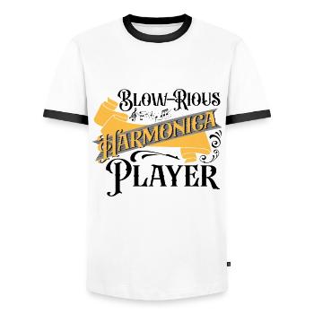 Harmonica Is A Human Right Harmonicist Mouth harp - Männer Kontrast-T-Shirt - Weiß/Schwarz - Vorne - AI Model Female 172 light (172cm) & AI Model Male 178 dark (178cm)