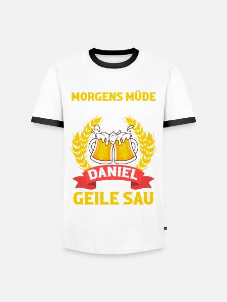 Daniel - Männer Kontrast-T-Shirt - Weiß/Schwarz