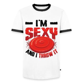 Je suis sexy et je le jette - T-shirt contrasté Homme - blanc/noir - Devant - AI Model Female 172 light (172cm) & AI Model Male 178 dark (178cm)