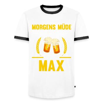 Max - Männer Kontrast-T-Shirt - Weiß/Schwarz - Vorne - AI Model Female 172 light (172cm) & AI Model Male 178 dark (178cm)