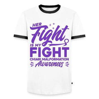 Chiari Malformati, survivant d’une malformation - T-shirt contrasté Homme - blanc/noir - Devant - AI Model Female 172 light (172cm) & AI Model Male 178 dark (178cm)