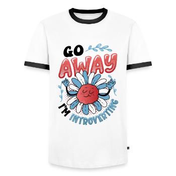 Go away, I'm an introvert, shy - Men's Ringer Shirt - white/black - Front - AI Model Female 172 light (172cm) & AI Model Male 178 dark (178cm)