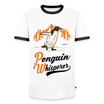 Penguin Whisperer Penguin - Men's Ringer Shirt - white/black - Front - AI Model Female 172 light (172cm) & AI Model Male 178 dark (178cm)