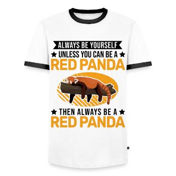 Roter Panda Geschenk Red Panda - Männer Kontrast-T-Shirt - Weiß/Schwarz - Vorne - AI Model Female 172 light (172cm) & AI Model Male 178 dark (178cm)