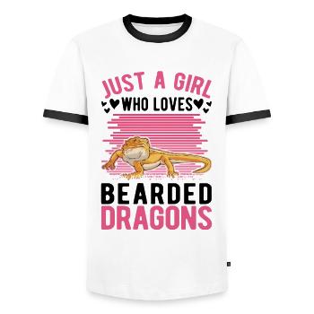 Bearded Dragon Girl Bearded Dragon - Men's Ringer Shirt - white/black - Front - AI Model Female 172 light (172cm) & AI Model Male 178 dark (178cm)