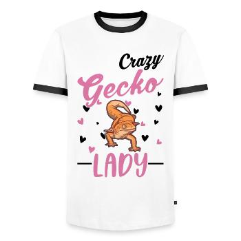 Crazy Gecko lady Gecko femme - T-shirt contrasté Homme - blanc/noir - Devant - AI Model Female 172 light (172cm) & AI Model Male 178 dark (178cm)