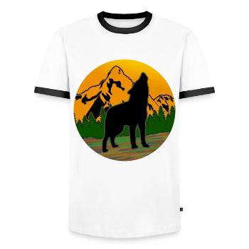 Wolf Wald Natur Outdoor Tierschutz Wölfe - Männer Kontrast-T-Shirt - Weiß/Schwarz - Vorne - AI Model Female 172 light (172cm) & AI Model Male 178 dark (178cm)