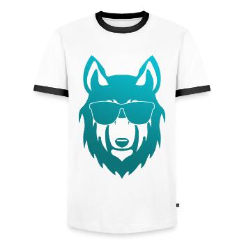 Loup avec des lunettes de soleil - T-shirt contrasté Homme - blanc/noir - Devant - AI Model Female 172 light (172cm) & AI Model Male 178 dark (178cm)