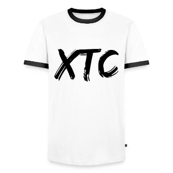 XTC Schriftzug - Männer Kontrast-T-Shirt - Weiß/Schwarz - Vorne - AI Model Female 172 light (172cm) & AI Model Male 178 dark (178cm)