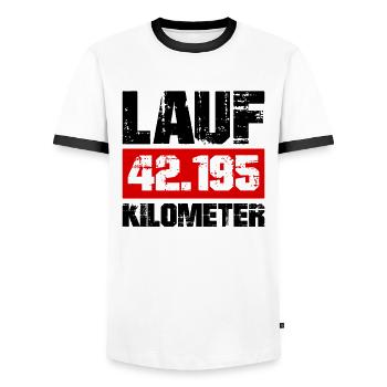 Courir le défi du marathon de 26,2 miles - T-shirt contrasté Homme - blanc/noir - Devant - AI Model Female 172 light (172cm) & AI Model Male 178 dark (178cm)