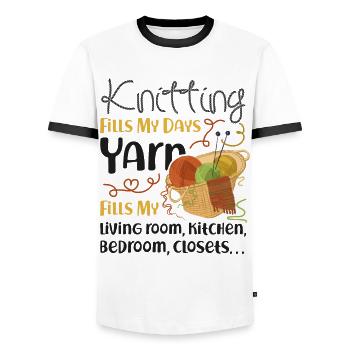 Knitting Knitter Knitting Fills My - Männer Kontrast-T-Shirt - Weiß/Schwarz - Vorne - AI Model Female 172 light (172cm) & AI Model Male 178 dark (178cm)