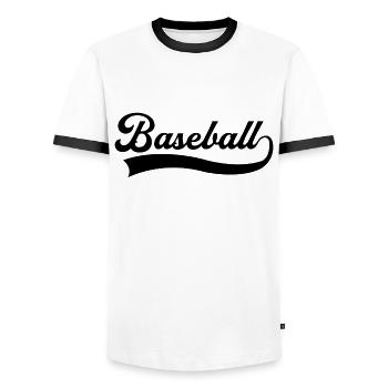 Baseball - Men's Ringer Shirt - white/black - Front - AI Model Female 172 light (172cm) & AI Model Male 178 dark (178cm)