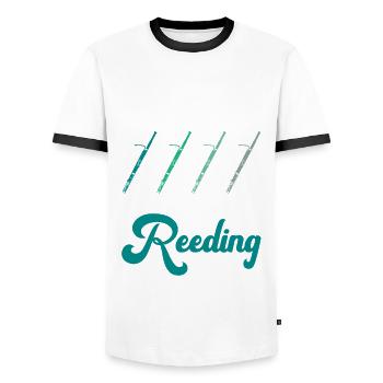 Fagott Orchester Junge Und Holzblasinstrument - Männer Kontrast-T-Shirt - Weiß/Schwarz - Vorne - AI Model Female 172 light (172cm) & AI Model Male 178 dark (178cm)
