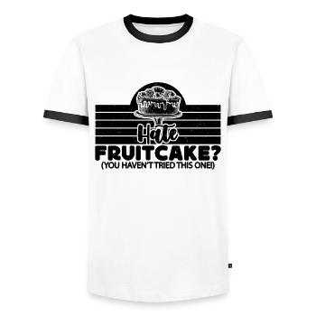 Hate Fruitcake You Retro Baking Fruitcake Lover - Men's Ringer Shirt - white/black - Front - AI Model Female 172 light (172cm) & AI Model Male 178 dark (178cm)