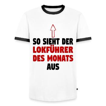 Dampflok Lokführer Eisenbahner Eisenbahn Vater - Männer Kontrast-T-Shirt - Weiß/Schwarz - Vorne - AI Model Female 172 light (172cm) & AI Model Male 178 dark (178cm)
